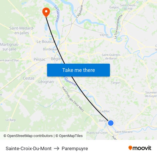 Sainte-Croix-Du-Mont to Parempuyre map