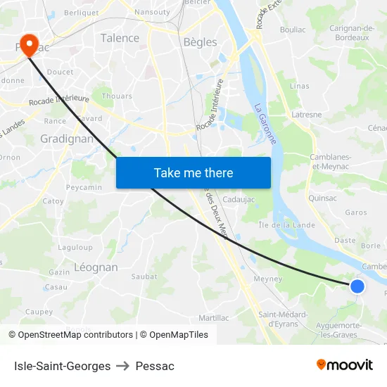 Isle-Saint-Georges to Pessac map