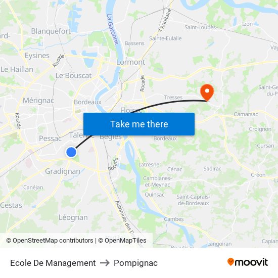 Ecole De Management to Pompignac map