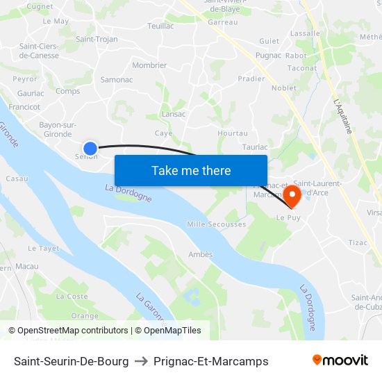Saint-Seurin-De-Bourg to Prignac-Et-Marcamps map