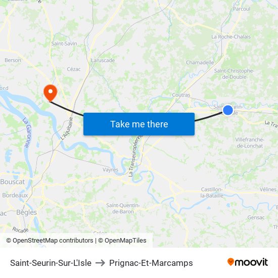 Saint-Seurin-Sur-L'Isle to Prignac-Et-Marcamps map