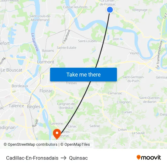 Cadillac-En-Fronsadais to Quinsac map