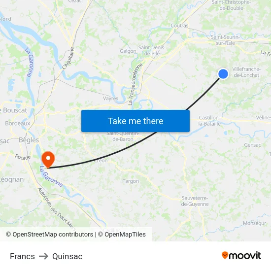 Francs to Quinsac map