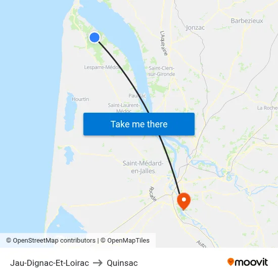 Jau-Dignac-Et-Loirac to Quinsac map