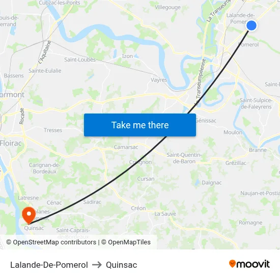 Lalande-De-Pomerol to Quinsac map