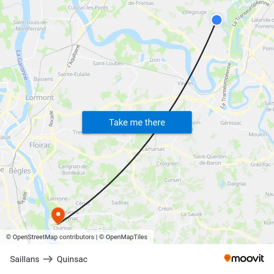 Saillans to Quinsac map