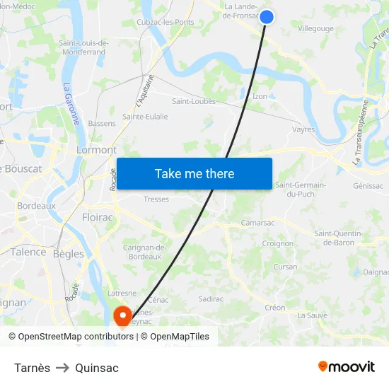 Tarnès to Quinsac map