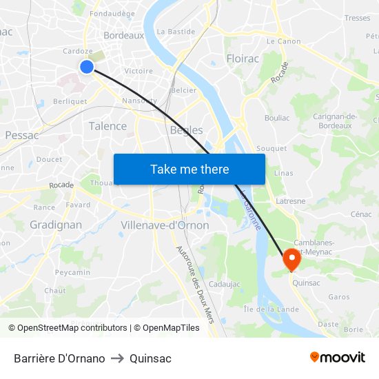Barrière D'Ornano to Quinsac map