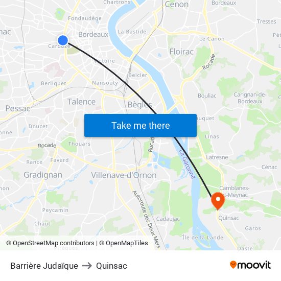 Barrière Judaïque to Quinsac map