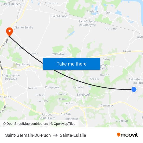Saint-Germain-Du-Puch to Sainte-Eulalie map