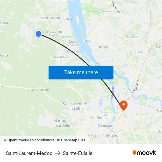 Saint-Laurent-Médoc to Sainte-Eulalie map