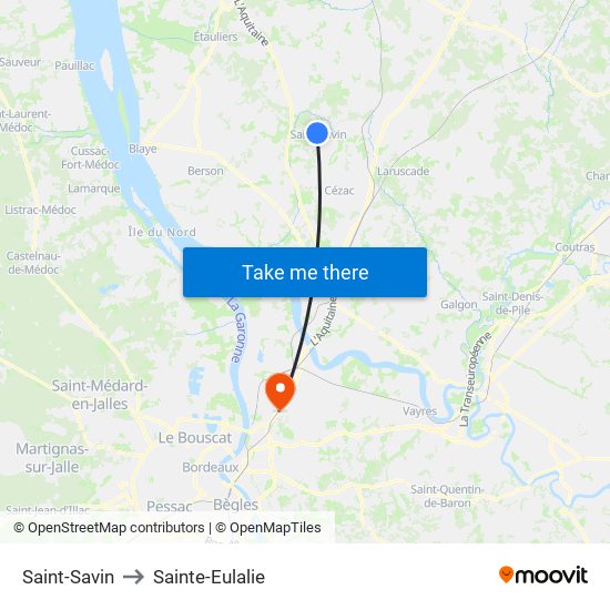 Saint-Savin to Sainte-Eulalie map
