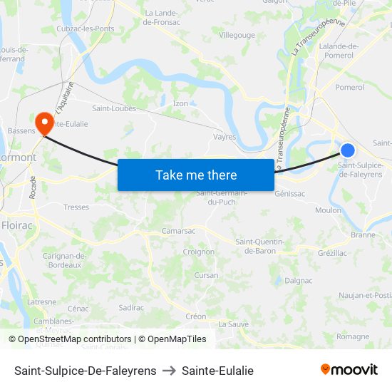 Saint-Sulpice-De-Faleyrens to Sainte-Eulalie map