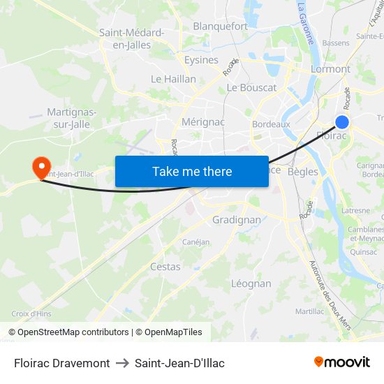 Floirac Dravemont to Saint-Jean-D'Illac map
