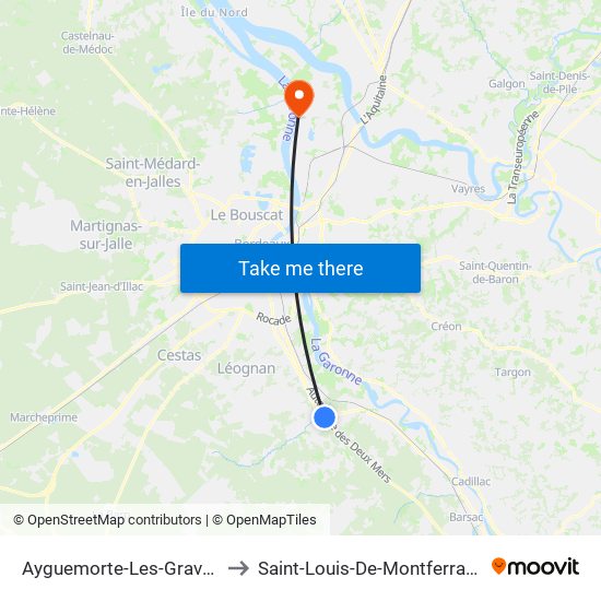Ayguemorte-Les-Graves to Saint-Louis-De-Montferrand map