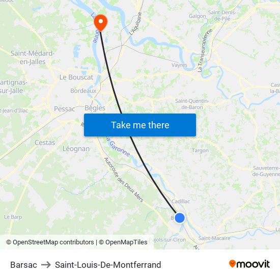 Barsac to Saint-Louis-De-Montferrand map