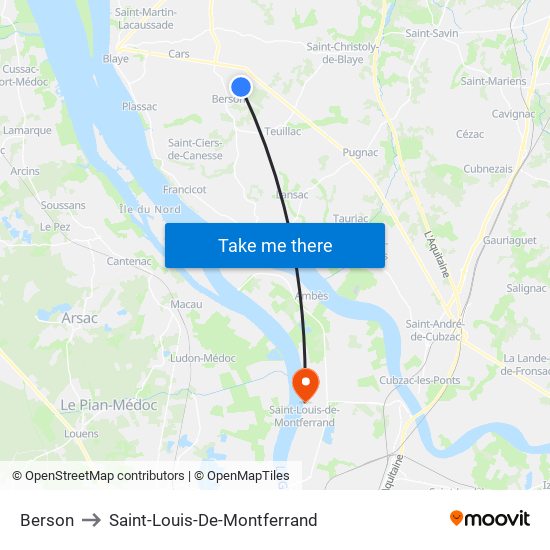 Berson to Saint-Louis-De-Montferrand map