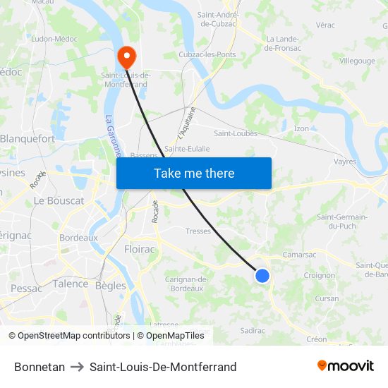 Bonnetan to Saint-Louis-De-Montferrand map