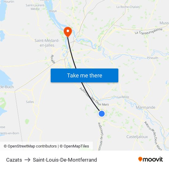 Cazats to Saint-Louis-De-Montferrand map