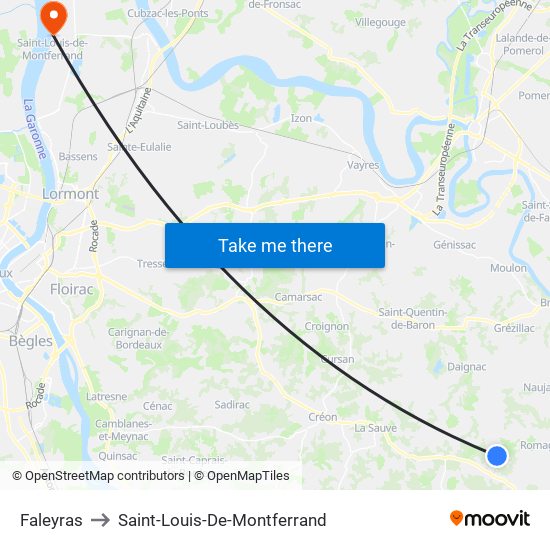Faleyras to Saint-Louis-De-Montferrand map