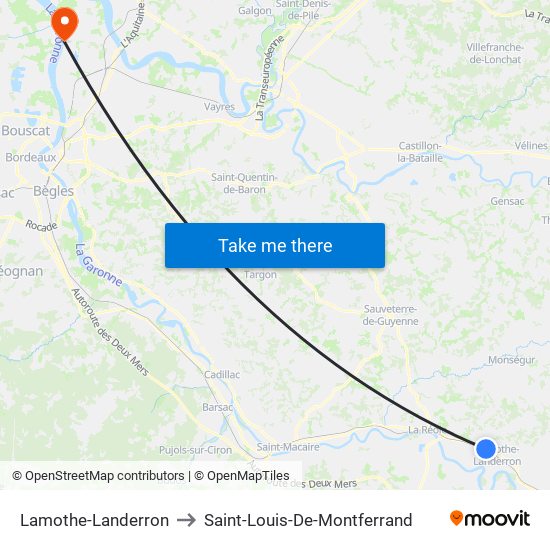 Lamothe-Landerron to Saint-Louis-De-Montferrand map