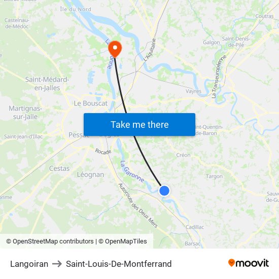 Langoiran to Saint-Louis-De-Montferrand map