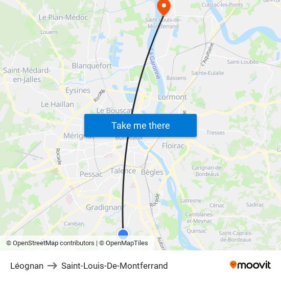 Léognan to Saint-Louis-De-Montferrand map