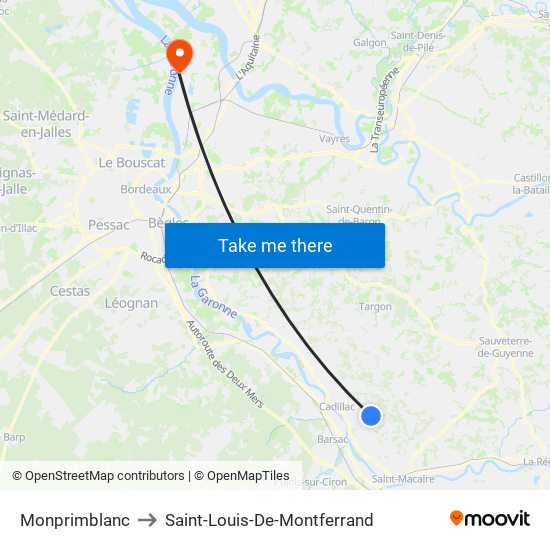 Monprimblanc to Saint-Louis-De-Montferrand map