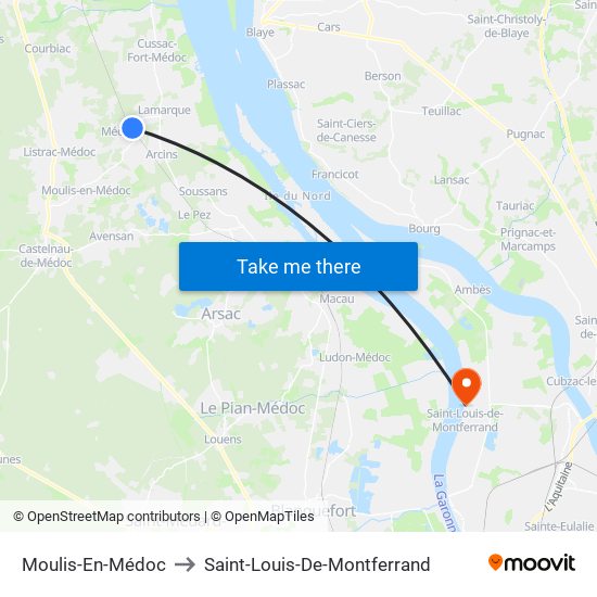 Moulis-En-Médoc to Saint-Louis-De-Montferrand map