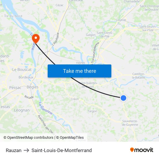 Rauzan to Saint-Louis-De-Montferrand map