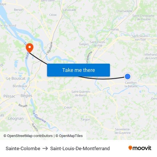 Sainte-Colombe to Saint-Louis-De-Montferrand map