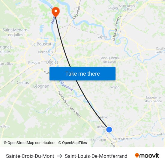 Sainte-Croix-Du-Mont to Saint-Louis-De-Montferrand map
