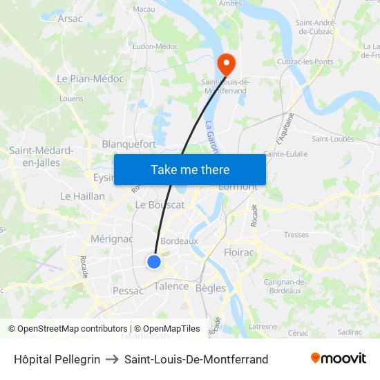 Hôpital Pellegrin to Saint-Louis-De-Montferrand map