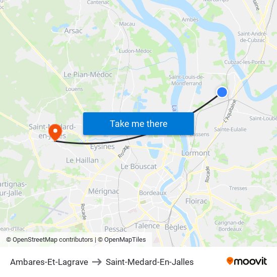 Ambares-Et-Lagrave to Saint-Medard-En-Jalles map