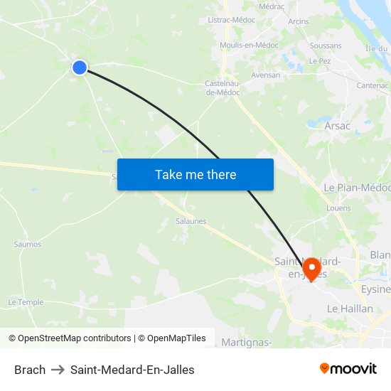 Brach to Saint-Medard-En-Jalles map