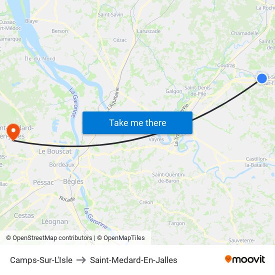 Camps-Sur-L'Isle to Saint-Medard-En-Jalles map