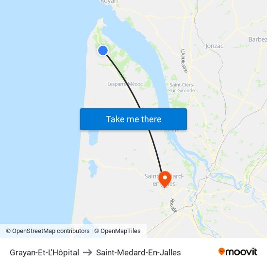 Grayan-Et-L'Hôpital to Saint-Medard-En-Jalles map