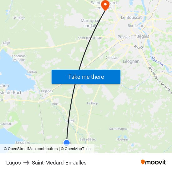 Lugos to Saint-Medard-En-Jalles map