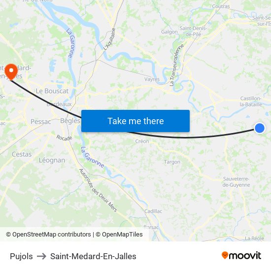 Pujols to Saint-Medard-En-Jalles map