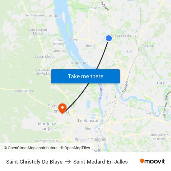 Saint-Christoly-De-Blaye to Saint-Medard-En-Jalles map