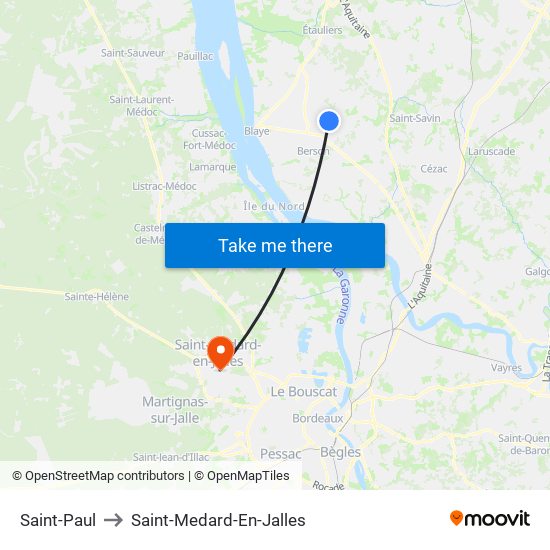 Saint-Paul to Saint-Medard-En-Jalles map