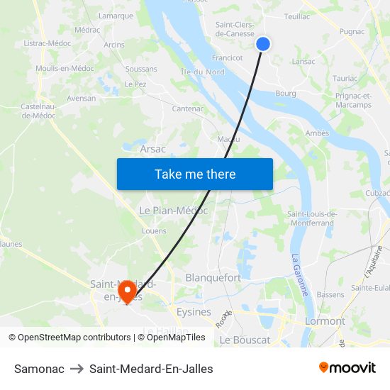 Samonac to Saint-Medard-En-Jalles map