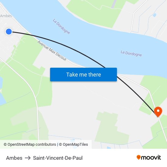 Ambes to Saint-Vincent-De-Paul map