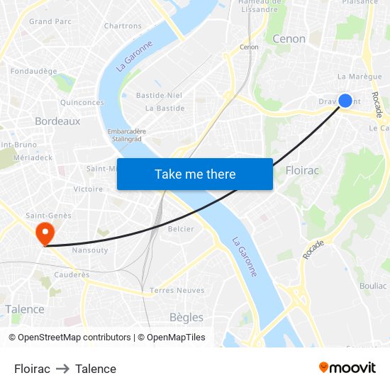 Floirac to Talence map