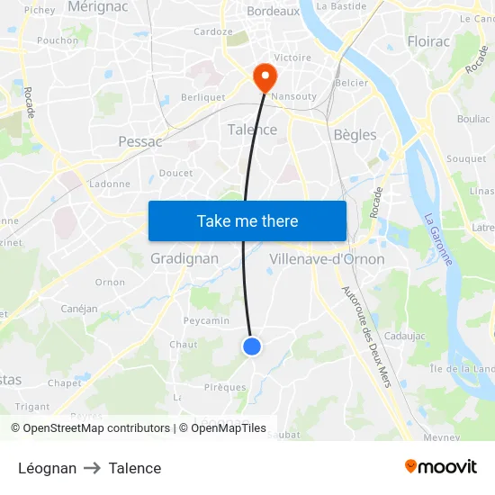 Léognan to Talence map