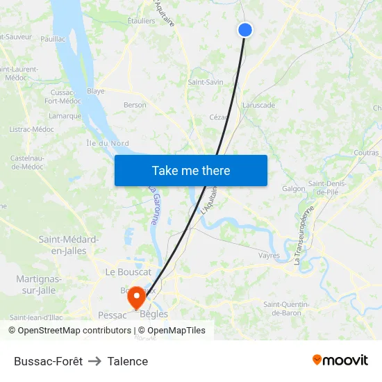 Bussac-Forêt to Talence map