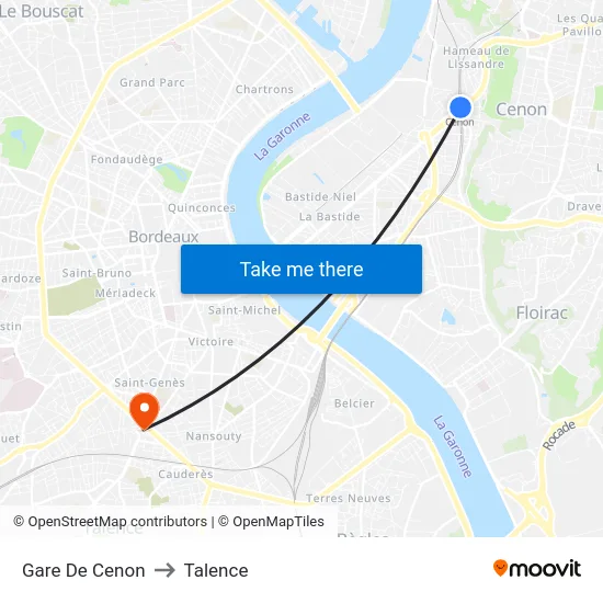 Gare De Cenon to Talence map