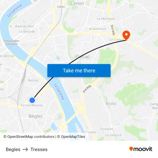 Begles to Tresses map