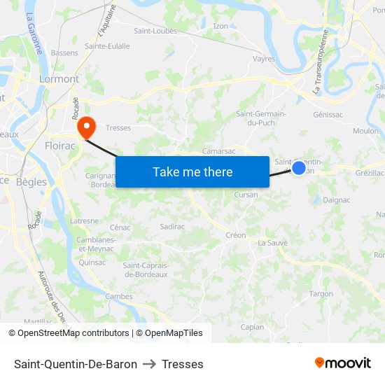 Saint-Quentin-De-Baron to Tresses map