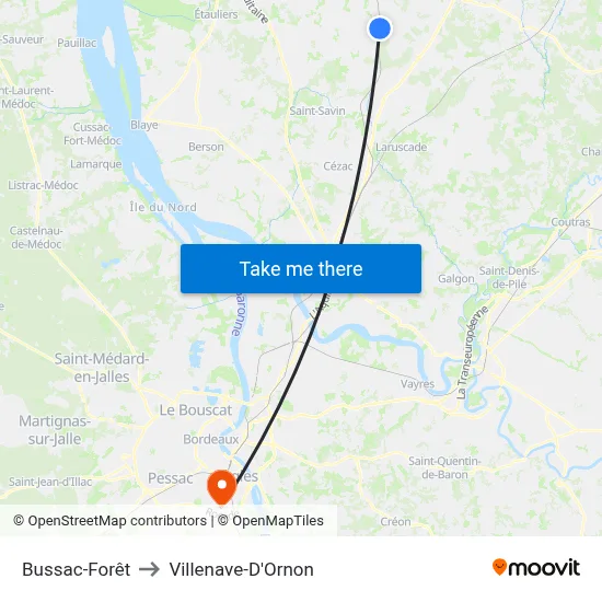 Bussac-Forêt to Villenave-D'Ornon map